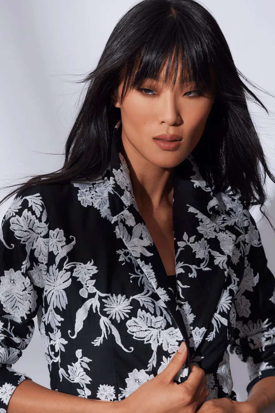 Tangier Embroidered Cotton Tailored Blazer