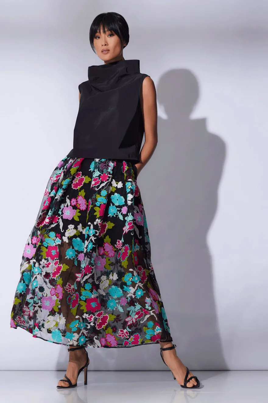 Tangier Embroidered Tulle Maxi Skirt