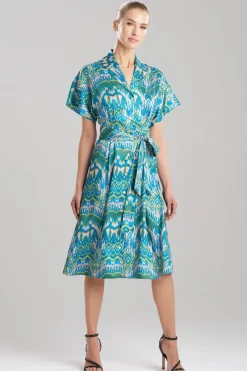 Tau Ikat Silky Twill Shirtdress