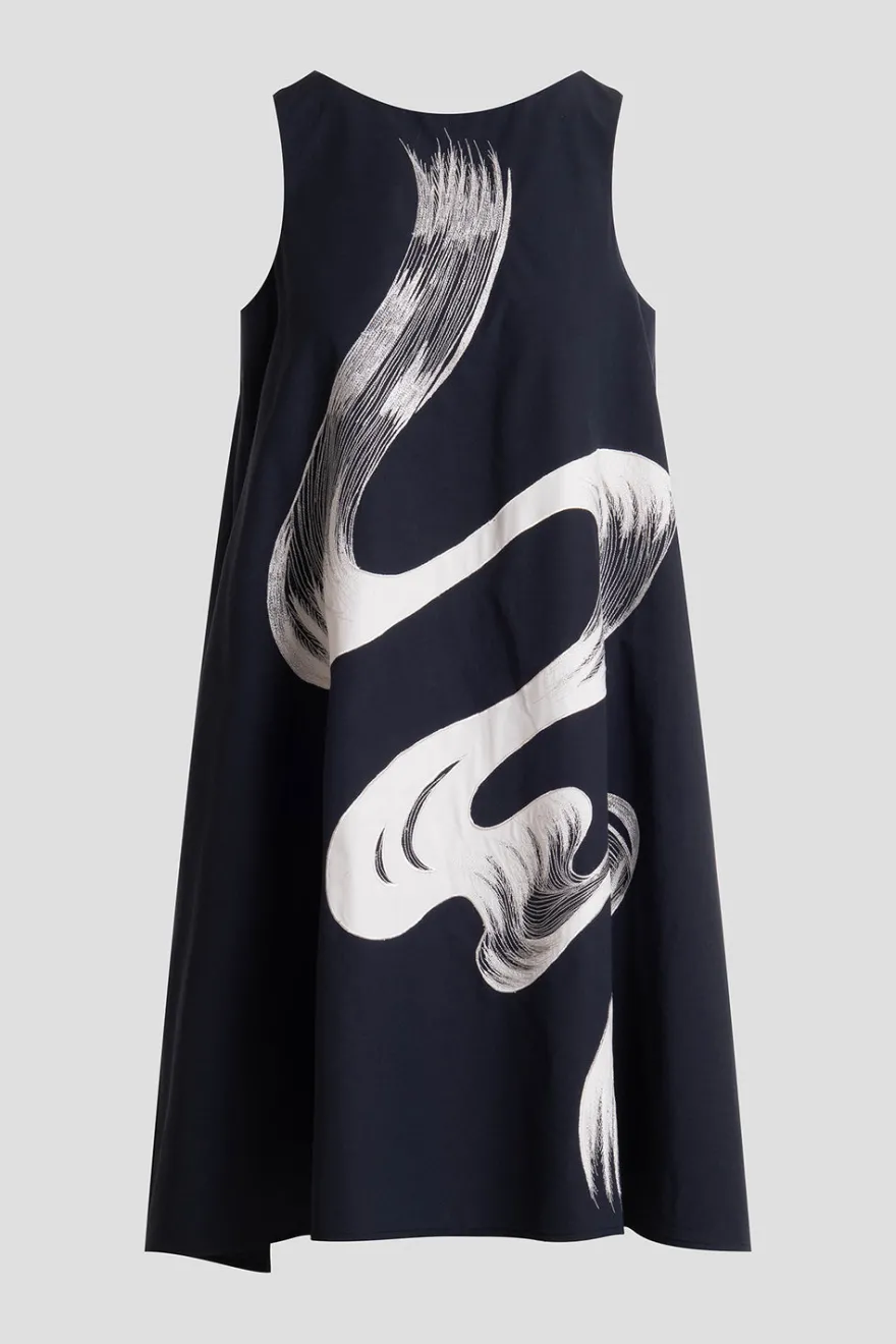 Tech Cotton Taffeta Asymmetric Dress