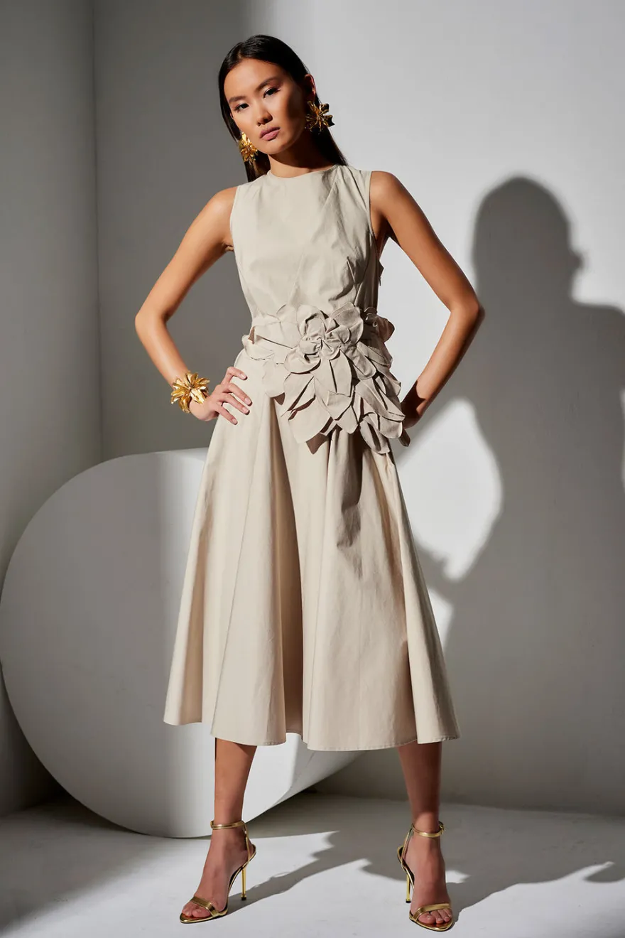 Tech Cotton Taffeta Asymmetrical Seam Dress