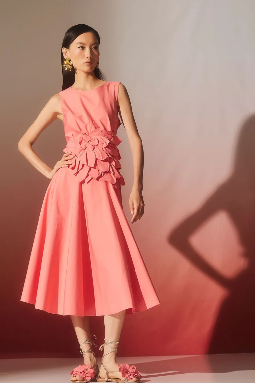 Tech Cotton Taffeta Asymmetrical Seam Dress