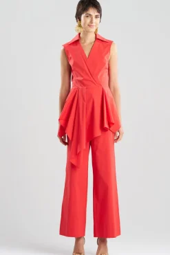 Tech Cotton Taffeta Cascade Peplum Shirt