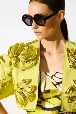 Tech Cotton Taffeta 3D Embroidered Bolero