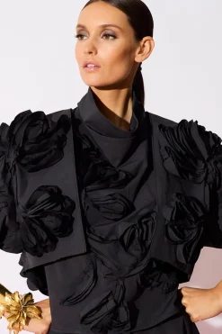 Tech Cotton Taffeta 3D Embroidered Bolero