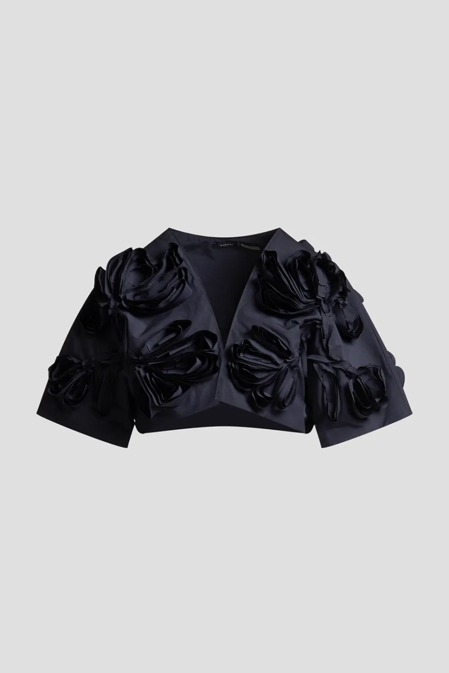 Tech Cotton Taffeta 3D Embroidered Bolero