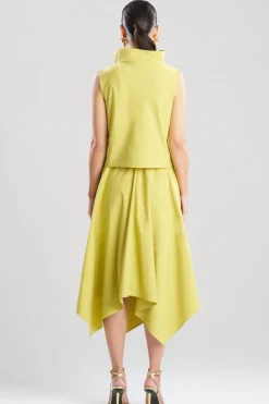 Tech Cotton Taffeta Embroidered Funnel Neck Top