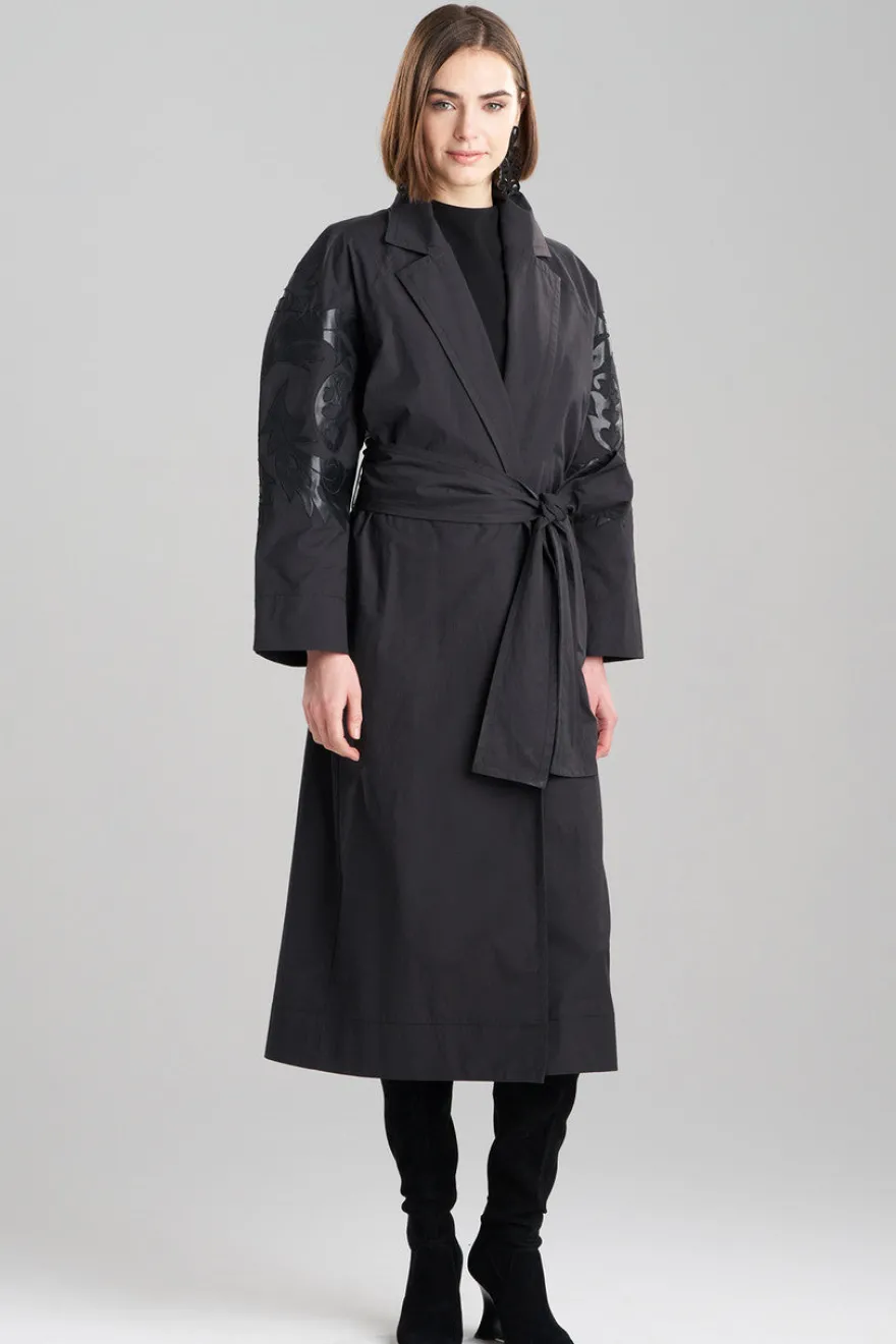 Tech Cotton Taffeta Embroidered Trench Coat