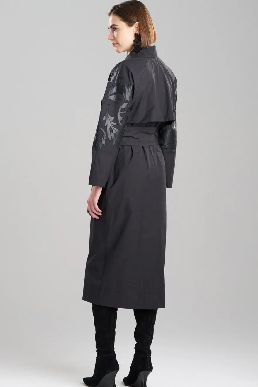 Tech Cotton Taffeta Embroidered Trench Coat