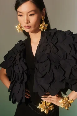 Tech Cotton Taffeta Embroidered Floral Bolero
