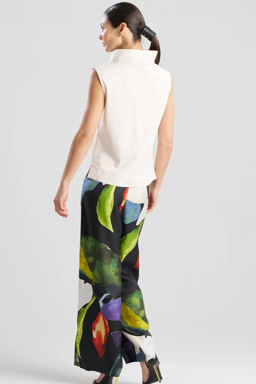 Tech Cotton Taffeta Funnel Neck Top