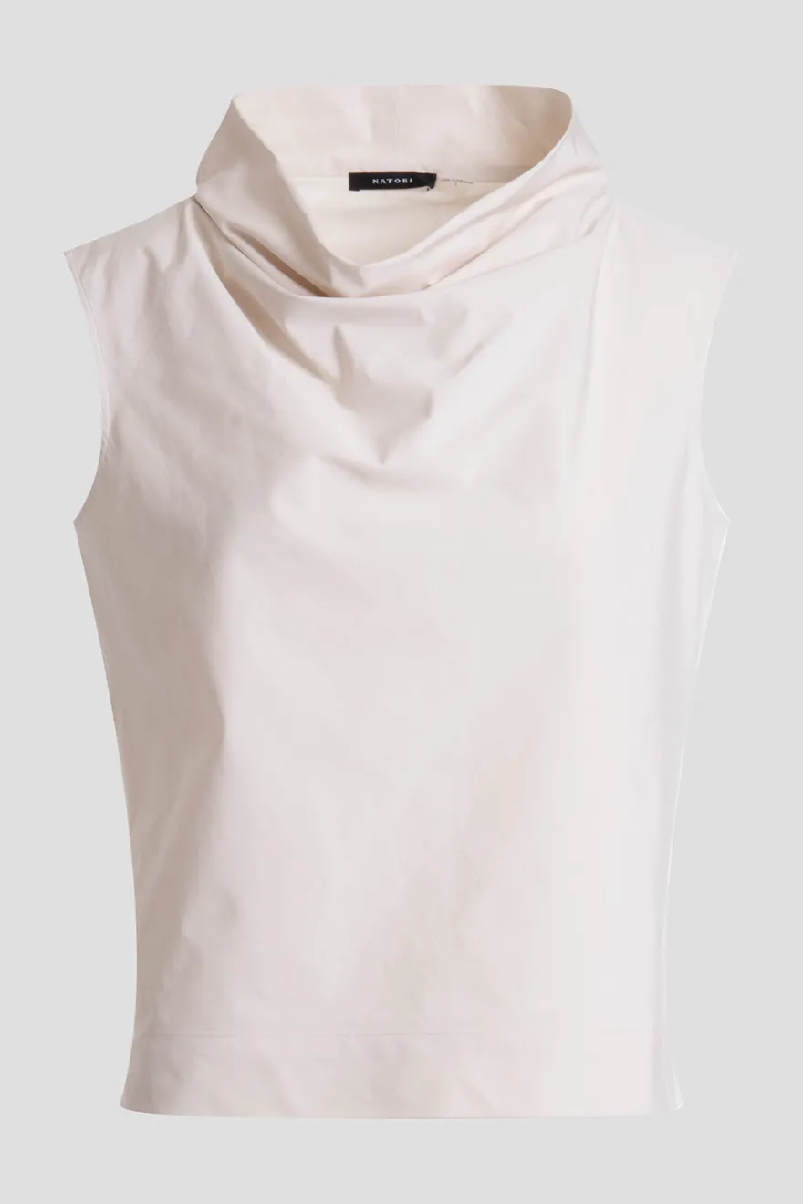 Tech Cotton Taffeta Funnel Neck Top