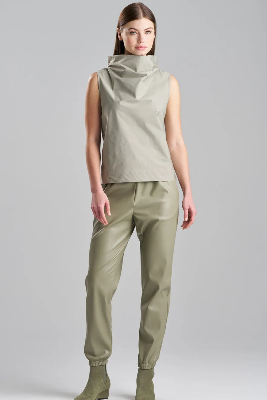 Tech Cotton Taffeta Funnel Neck Top