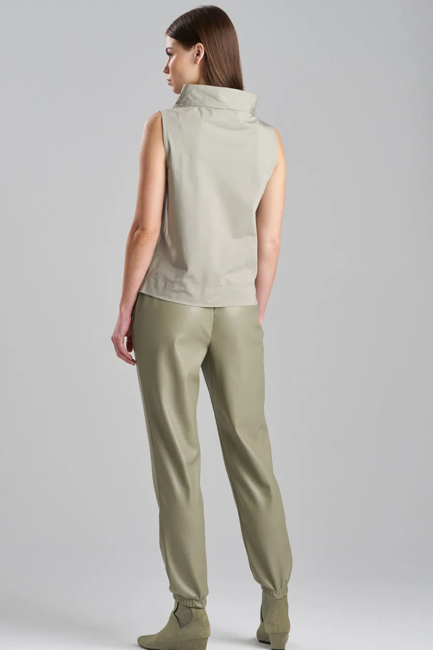 Tech Cotton Taffeta Funnel Neck Top