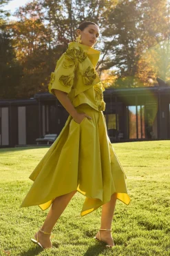Tech Cotton Taffeta Handkerchief Hem Skirt