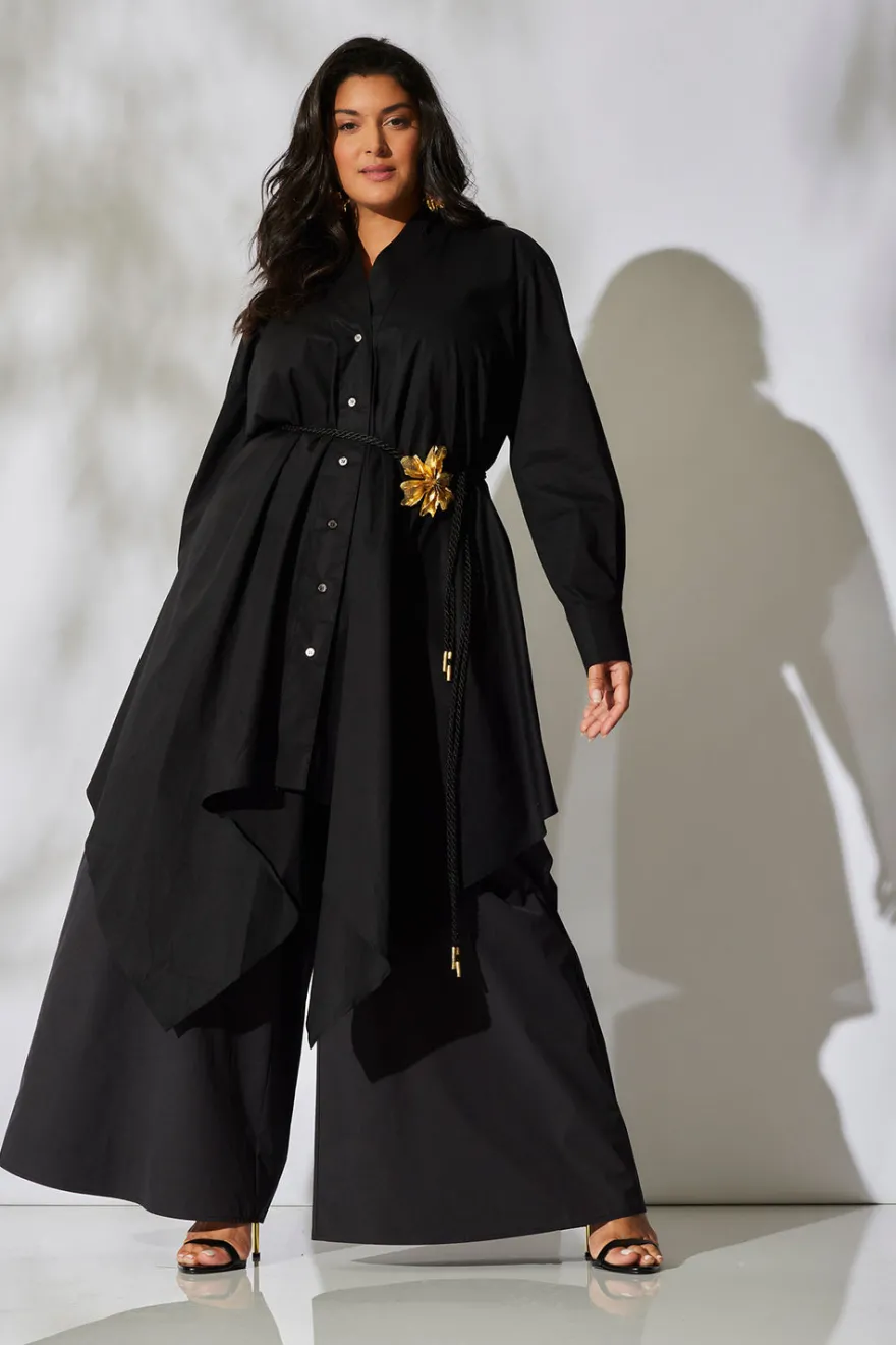 Tech Cotton Taffeta Palazzo Pants