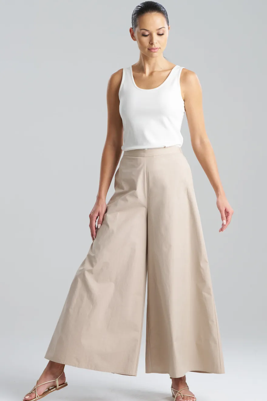 Tech Cotton Taffeta Palazzo Pants
