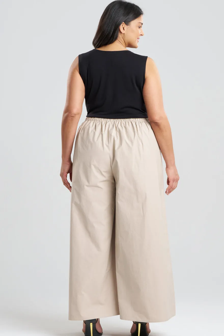 Tech Cotton Taffeta Palazzo Pants