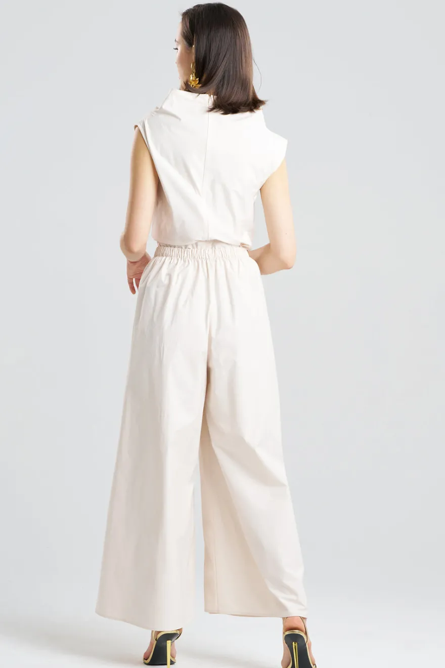 Tech Cotton Taffeta Palazzo Pants