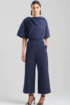 Tech Cotton Taffeta Pull Over Cropped Pants