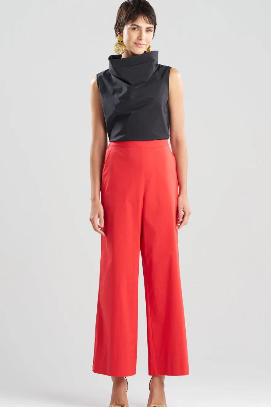 Tech Cotton Taffeta Wide Pull On Pants