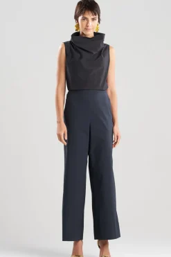 Tech Cotton Taffeta Wide Pull On Pants