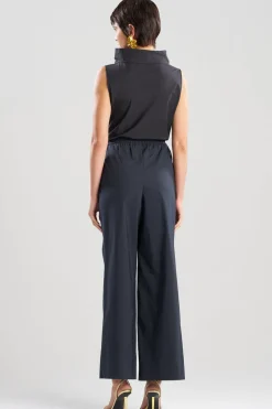 Tech Cotton Taffeta Wide Pull On Pants