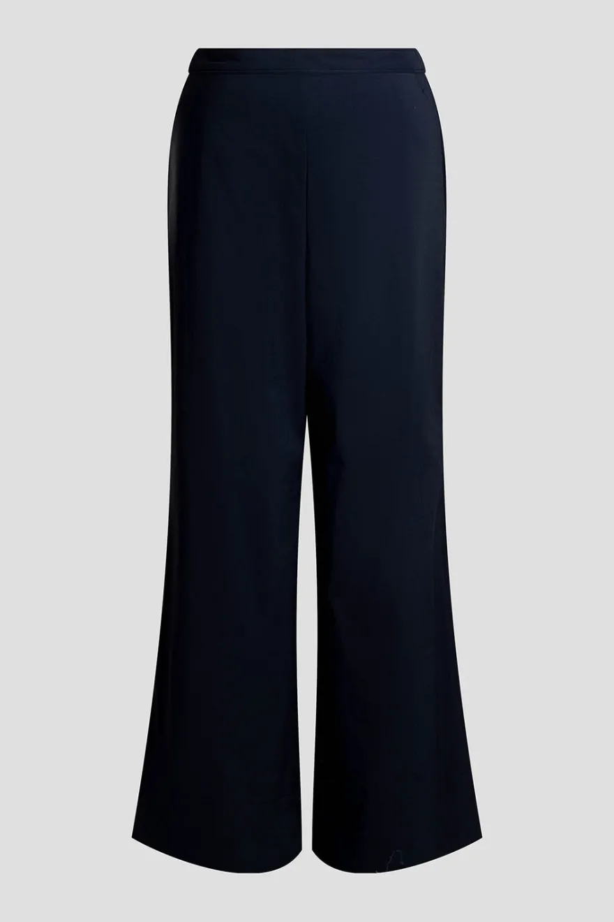 Tech Cotton Taffeta Wide Pull On Pants