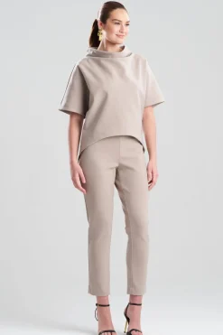 Techno Crepe Funnel Neck High Low Top