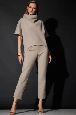 Techno Crepe Funnel Neck High Low Top