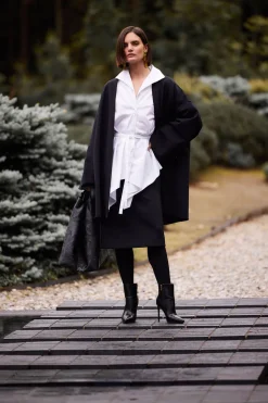 Techno Crepe Trapeze Coat