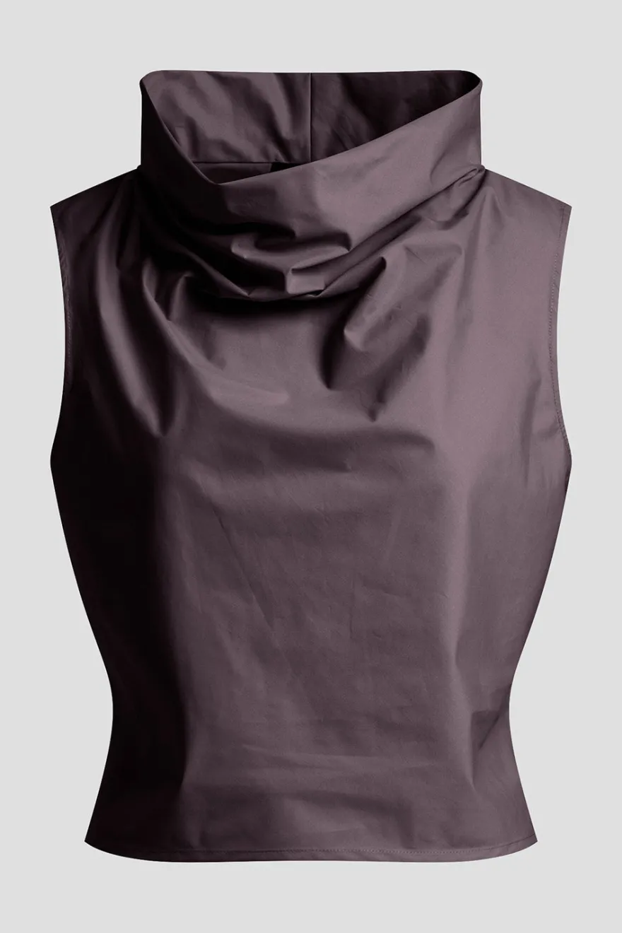 Techno Poplin Cowl Top