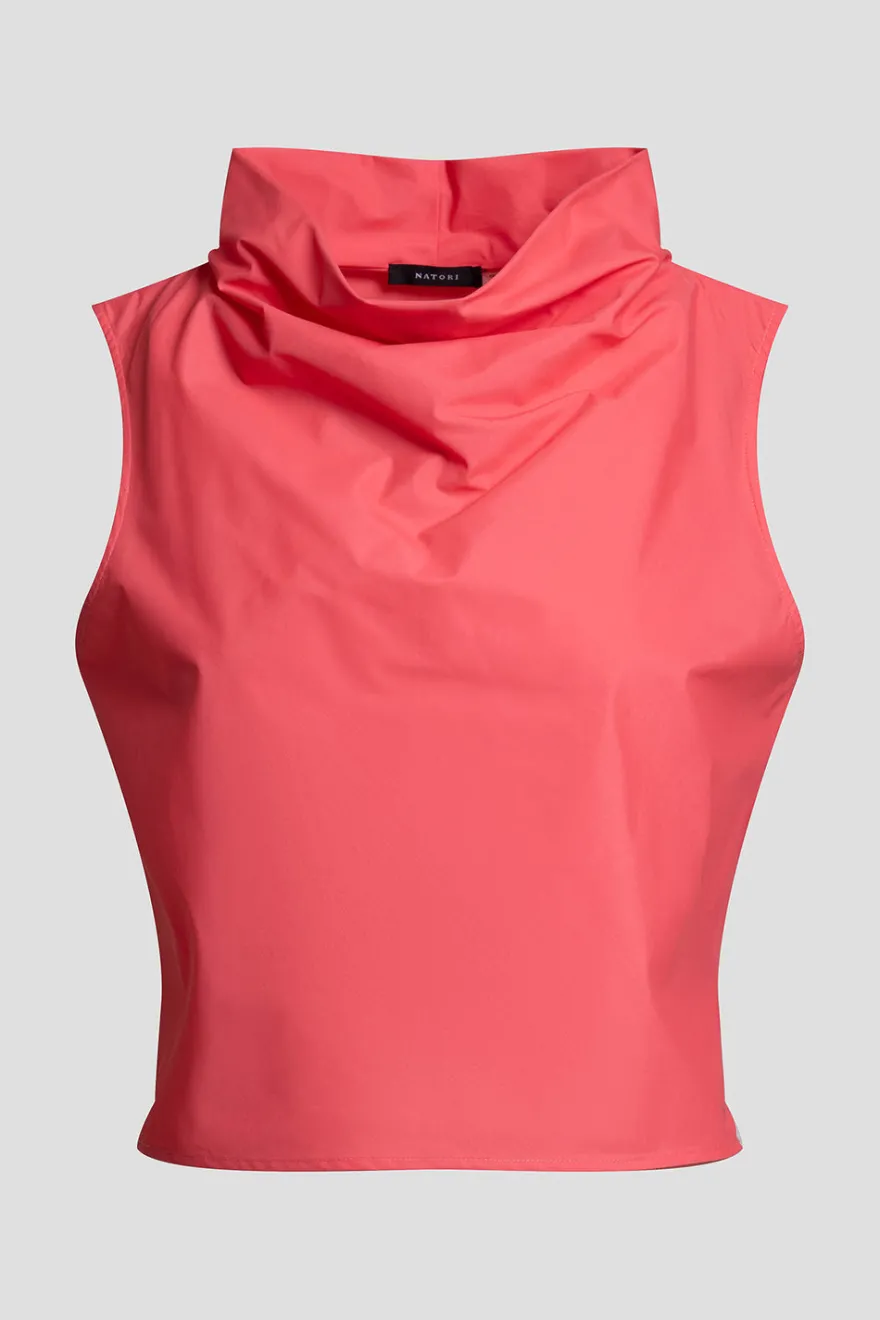 Techno Poplin Cowl Top