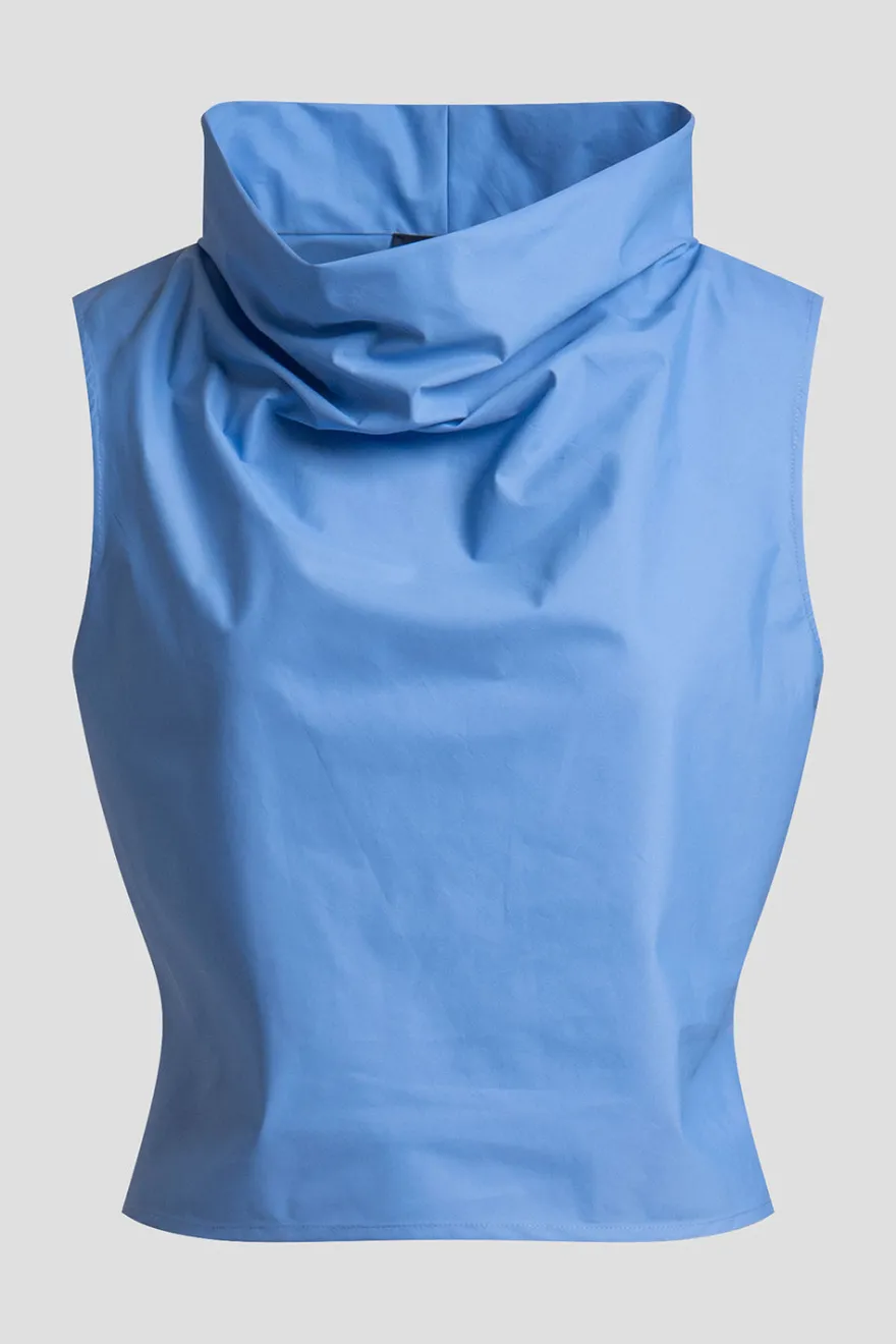 Techno Poplin Cowl Top