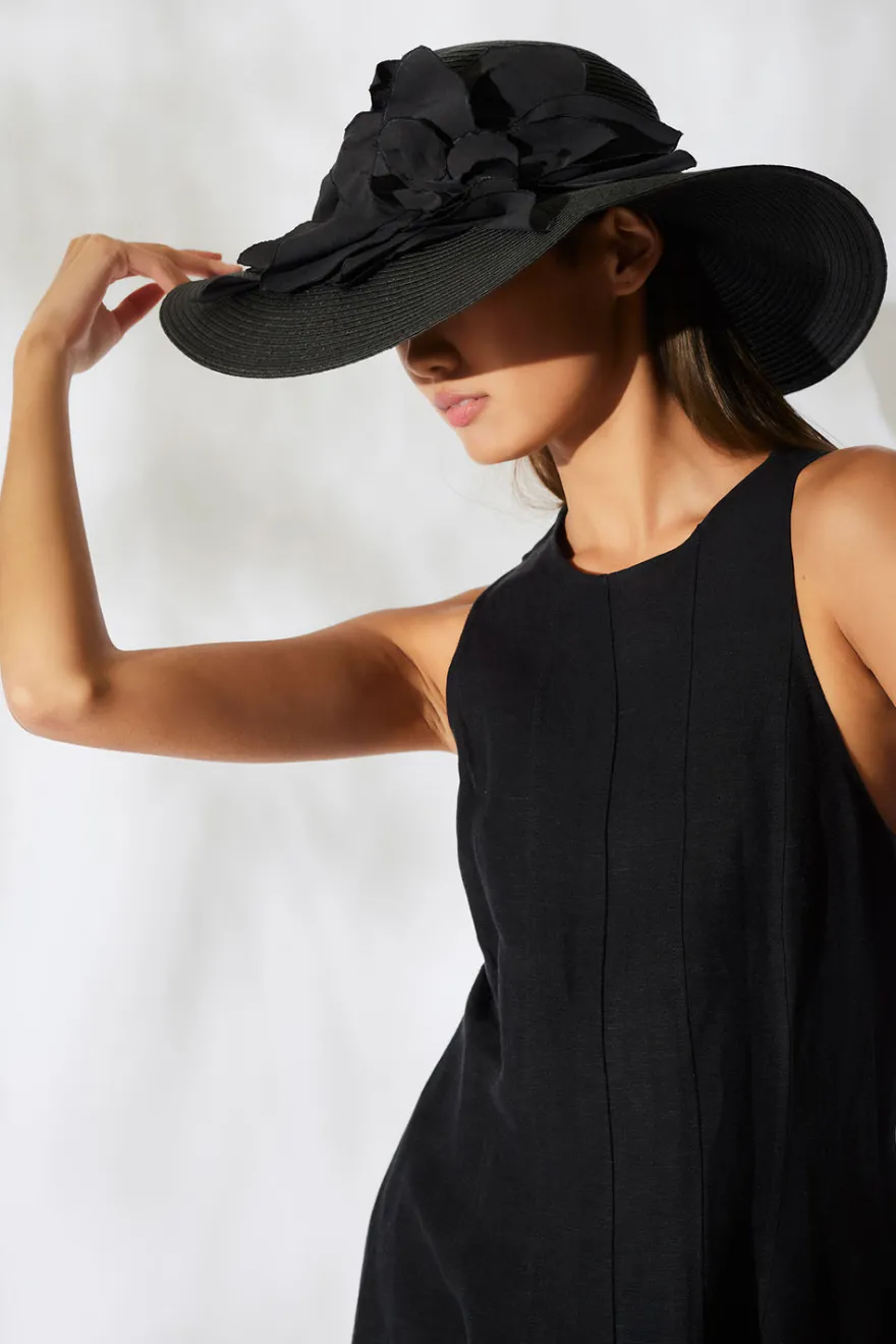 Techno Poplin Cut-Out 3D Applique Straw Hat