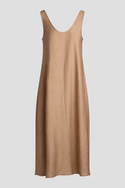 Terra Foil Crinkle Scoop Neck Slip Dress