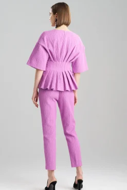 Textured Cotton Jacquard Pleated Peplum Top