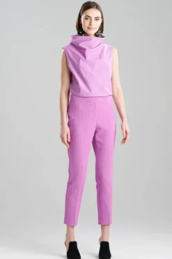 Textured Cotton Jacquard Ankle Pants