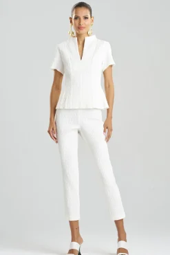 Textured Cotton Jacquard Pleated Top