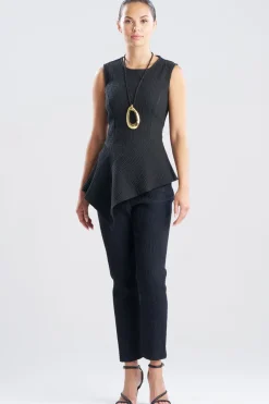Textured Cotton Jacquard Asymmetric Top