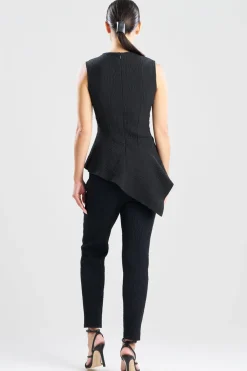 Textured Cotton Jacquard Asymmetric Top