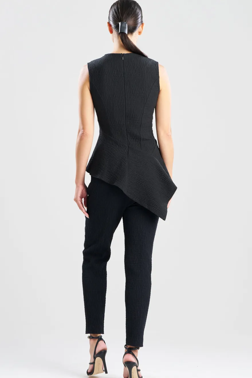 Textured Cotton Jacquard Asymmetric Top