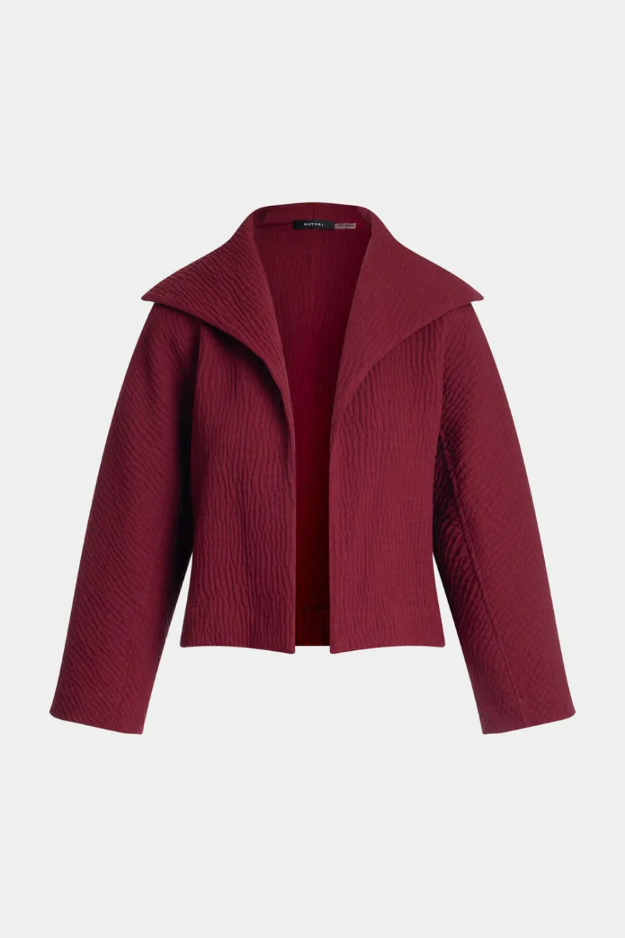 Textured Cotton Jacquard Stand Collar Jacket