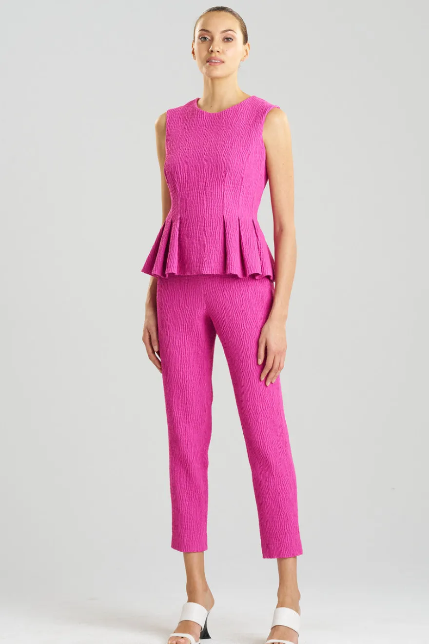 Textured Cotton Jacquard Peplum Top