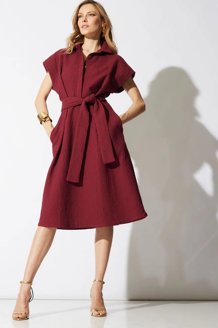 Textured Cotton Jacquard Shirtdress