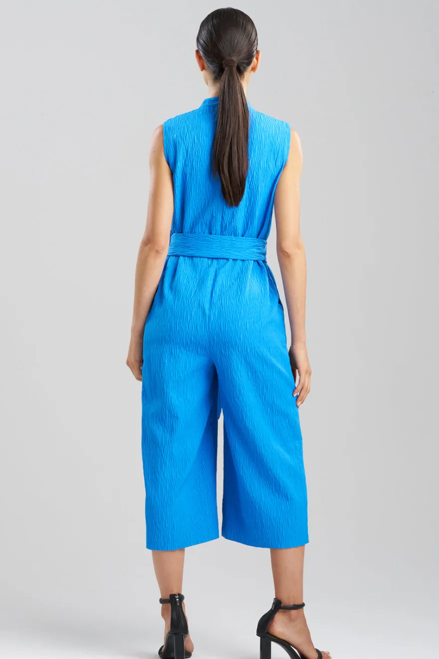Textured Jacquard Mandarin Jumpsuit