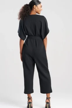 Textured Knit Crepe V-Neck Jumpsuit