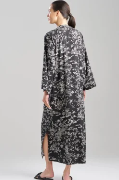 Toile Printed Satin Mandarin Zip Caftan