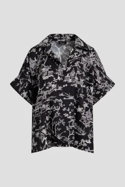 Toile Printed Satin Top