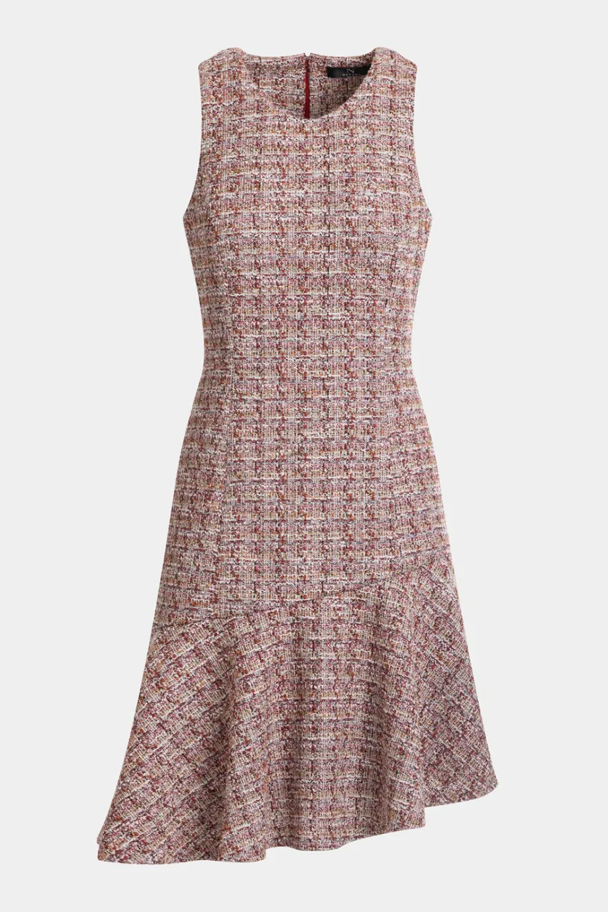 Tweed Sleeveless Flounce Dress
